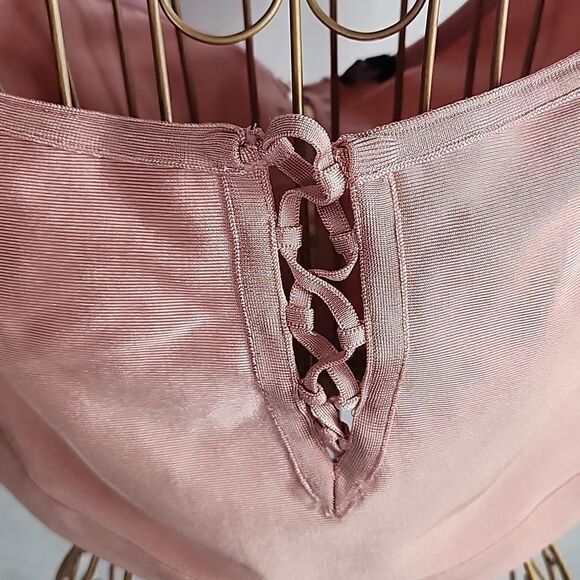 Euro Summer Size L Corset Front Crop Top NWT - Picture 4 of 7